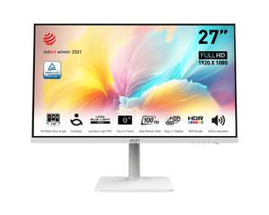 Монитор MSI Modern MD2712PW, 27', 100Hz, 1ms, IPS, 1920x1080 (FHD), 16:9, Flat, HDR Ready, EyesErgo, AG, MSI Display Kit, 117% sRGB, 300 nits, 1000:1, RedDot Winner, 1xHDMI1.4, 1xTypeC DP alt. w/PD (15W), Speakers 2x3W, Pivot, Heigh Adj., VESA, White, 5.8