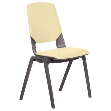 Посетителски стол ЛЕВЕНА- жълт цвят, дамаска