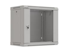 Комуникационен шкаф Lanberg rack cabinet 19' wall-mount 9U/540x350 (flat pack) with glass door grey