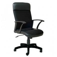 Директорски стол LARGO- снимка отпред, черна еко кожа и меш