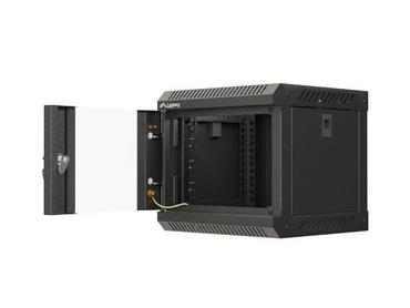 Комуникационен шкаф Lanberg rack cabinet 10' wall-mount 4U/300x300 (flat pack) with glass door black