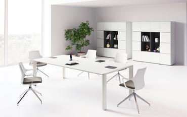 Заседателна маса IULIO 02- снимка в офис, бял цвят мебели