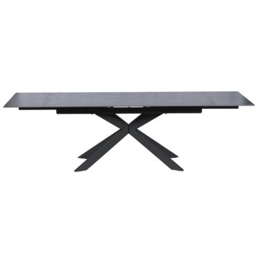 Трапезна маса ЛЕОНОРА разтегателна- черен цвят разтегната