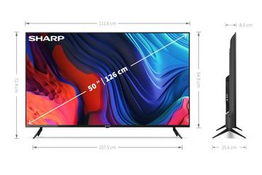 Телевизор Sharp 50FL1EA, 50' LED  Android TV, 4K Ultra HD 3840x2160 Frameless, 1 000 000:1, DVB-T/T2/C/S/S2, Active Motion 600, 2x10W (6 ohm), HDR10, Dolby Digital, Dolby Vision, DTS:X, Google Assistant, Chromecast Built-in, 2xHDMI 2.1, SD card reader, 3.