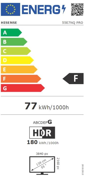 Телевизор Hisense 55' E7NQ Pro, 4K Ultra HD 3840x2160, QLED, Quantum Dot, 144Hz, HDR 10+ adaptive, HLG, Dolby Vision, DTS Virtual X, Smart TV, WiFi 5GHz, WiFi Direct, BT, Anyview Cast, 3xHDMI, 2xUSB, LAN, CI+, DVB-T2/C/S2, Black