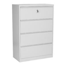 Метална картотека G BTL с 4 чекмеджета - сива на цвят, снимана в профил, със затворени чекмеджета