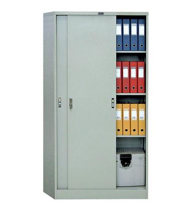 Архивен шкаф PMT с 4 отделения  183х91.5х45.8 см- с дясна врата плъзната, пълен с класьори, сниман отпред