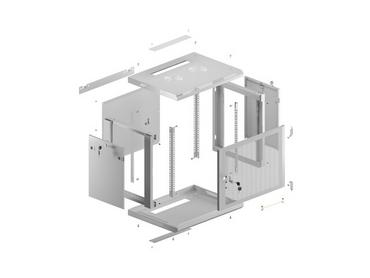 Комуникационен шкаф Lanberg rack cabinet 19' wall-mount 9U/600x450 with perforated door grey (flat pack)