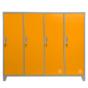 Метален гардероб BTL JZ с 4 отделения 150x159x40 см оранжев с 4 затворени врати и заключване