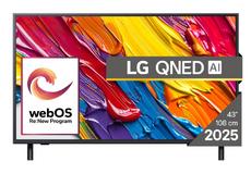 Телевизор LG 43QNED82A3B, 43' 4K QNED HDR Smart TV, 3840x2160, DVB-T2/C/S2, Alpha 7 AI Processor, HDR10 / HLG, webOS 25 ThinQ, VRR / ALLM / HGiG, 4K Upscaling, WiFi 5, Voice Controll, Bluetooth 5, AirPlay 2, LAN, CI, HDMI, SPDIF, Google Cast, 2 pole Stand