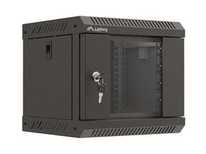 Комуникационен шкаф Lanberg rack cabinet 10' wall-mount 4U/300x300 (flat pack) with glass door black
