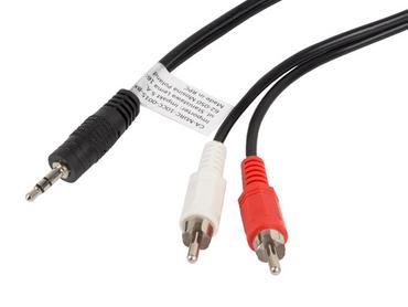 Кабел Lanberg mini jack 3.5mm (M) 3 pin -> 2X RCA  (chinch) (M) cable 1.5m