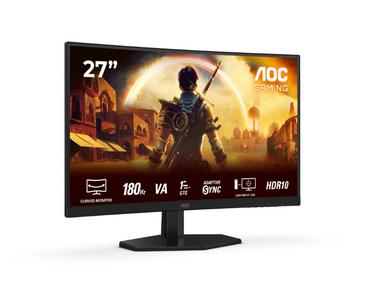 Монитор AOC C27G42E, 27' Curved 1500R, VA, WLED, 1920x1080@180Hz, 1ms GtG, 0.5ms MPRT, 300cd m/2, 3000:1, 80M:1 DCR, Adaptive Sync, FlickerFree, Low Blue Light, 2Wx2, Tilt, 2xHDMI, DP
