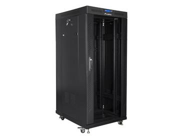 Комуникационен шкаф Lanberg rack cabinet 19' free-standing 27U/800x1200 (flat pack) with glass door lcd black