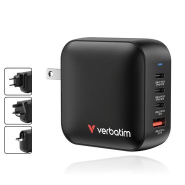 Зарядно устройство Verbatim Mini GaN Charger 100W 4 Port US plug with EU and UK adaptors
