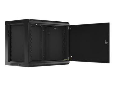 Комуникационен шкаф Lanberg rack cabinet 19' wall-mount 9U/600x450 for self-assembly with metal door  black (flat pack)