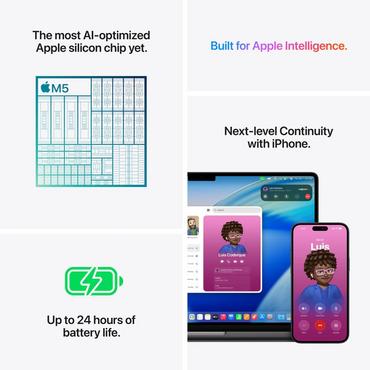 Лаптоп Apple 14-inch MacBook Pro: Apple M5 chip with 10-core CPU and 10-core GPU, 16GB, 512GB SSD - Silver