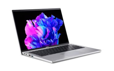 Лаптоп Acer Swift Go, SFG14-71-789E, Intel Core i7-1355U (3.7GHz up to 5.00 GHz, 12MB), 14' 2.8K OLED 400nit SlimBezel, Adobe&DCI-P3 100%, 16GB LPDDR5, 512GB PCIe SSD, Intel UMA, Micro SD, WIFI 6E BT 5.0 INTEL Killer CNVi, Backlit KB, Win 11 Home, Silver