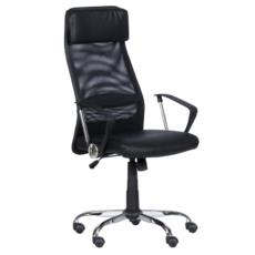 Директорски стол ВЕЛИСЛАВ- черна еко кожа, черен меш