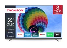 Телевизор Thomson 55' QLED Google TV; 3840 x 2160 (4K UHD), QLED, 60 Hz, DVB-T/T2/C/S/S2, HDR10, Wi-Fi, Bluetooth, LAN, HDMI 2 (2.0) + 2 (2.1), USB 2 (2.0) + 1 (3.0), Side Feet, Dark gray