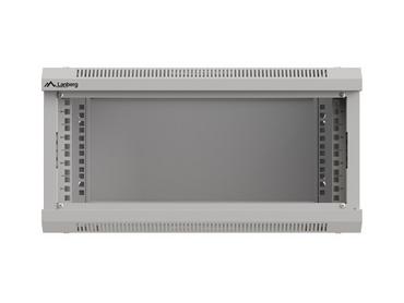 Комуникационен шкаф Lanberg rack cabinet 19' wall-mount 4U/540x350 (flat pack) with glass door grey