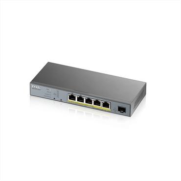 Комутатор ZyXEL GS1350-6HP, 6 Port managed CCTV PoE switch, long range, 60W, 802.3BT