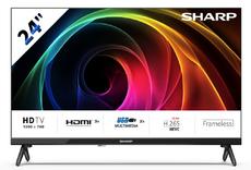 Телевизор Sharp 24HA1205E, 24' LED HD 1366x768 Frameless, 100 000:1, DVB-T/T2/C/S/S2, Active Motion 100, Speaker 2x3W, Dolby Digital, CI+, 3xHDMI (ARC/CEC), 2xUSB, LAN, Video/Audio input (3 x RCA), Hotel Mode, E, 2 pole Stand
