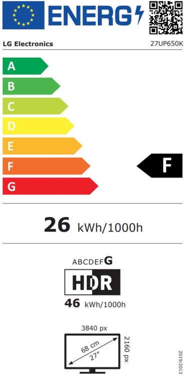 Монитор LG 27UP650P-W, 27' UHD 4K IPS AG, DCI-P3 95%, Cinema Screen, 5ms, 1200:1, Mega DFC, 400 cd/m2, 3840x2160, AMD FreeSync, HDR 10, VESA Display HDR 400, HDMI, DisplayPort, FreeSync, Headphone out, Height Adjustable,Pivot Tilt, Reader Mode, Black