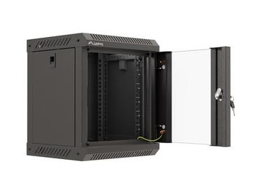 Комуникационен шкаф Lanberg rack cabinet 10' wall-mount 6U/300x300 (flat pack) with glass door black