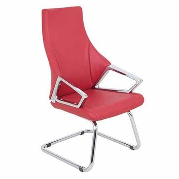 Посетителски стол ПРЕСИЯН T- червен цвят еко кожаAU 04