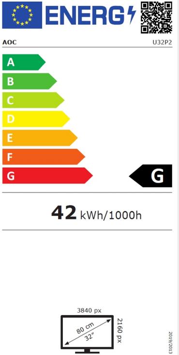 Монитор AOC U32P2, 31.5' VA WLED, 3840x2160@60Hz, 4ms GtG, 350cd m/2, 3000:1, 50M:1 DCR, Adaptive Sync, FlickerFree, Low Blue Light, 3Wx2, Tilt, Height Adjust, Pivot, Swivel, 2xHDMI, DP, USB hub