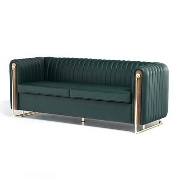 Диван триместен СТРУГА GLD 03 - тъмнозелен, с златни орнаменти, сниман отпред