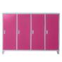 Метален гардероб BTL JZ с 4 отделения 130x160x40 см розов с 4 затворени врати, сниман отпред