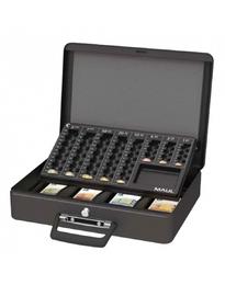 Метална кутия с евро монетник 370х290х120 мм- отворена, черна