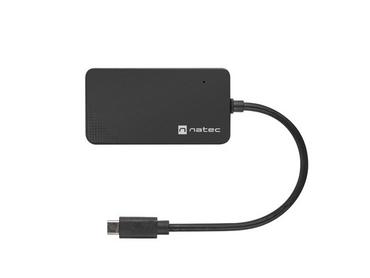 USB хъб Natec usb 3.0 hub silkworm 4-ports black usb-c