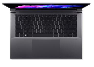 Лаптоп Acer Swift X 14, SFX14-71G-75L8, Intel Core i7-13700H(3.70GHz up to 5.00GHz, 24MB),14.5' 2.8K OLED (2880x1800) 120Hz, 16GB DDR5, 1024 GB NVMe SSD,RTX 4050 6GB GDDR6,  FHD Cam,WiFi 6E, BT 5.1, Micro SD card,Backlit Kbd, Win 11 Home , Steel Gray