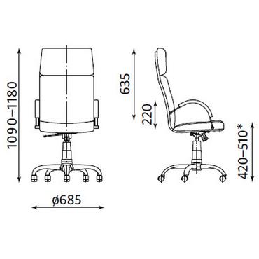 Директорски стол NADIR- естествена кожа, размер на стола