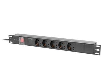 Разклонител Lanberg power distribution unit (pdu) 19' 1U 16a 2m 5x schuko outlets black