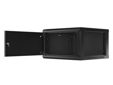 Комуникационен шкаф Lanberg rack cabinet 19' wall-mount 6U/600x600 for self-assembly with metal door black (flat pack)