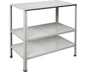 Работно бюро PMT G112 - сива стоманена конструкция, МДФ плот, празно