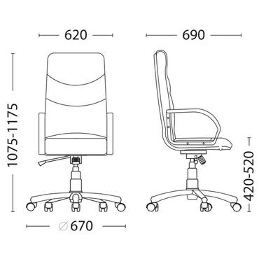 Директорски стол ФИЛИП - схема, размери на стола