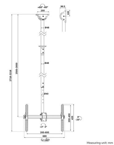 Стойка Neomounts Flat Screen Ceiling Mount (Height: 250-300 cm)