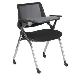 Посетителски стол АЛБА- сниман отпред, с масичка, хромирани крака