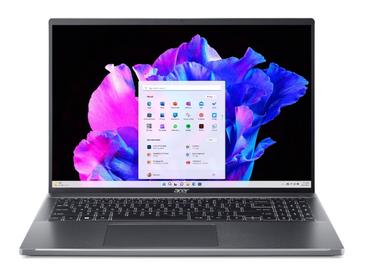 Лаптоп Acer Swift Go16, SFG16-71-58DL, Intel Core i5-1335U (up to 4.60 GHz, 12MB), 16' WUXGA SlimBezel IPS, 16GB LPDDR5,1024GB PCIe NVMe SSD, Intel UMA, WIFI6E+BT, CR Micro SD, QHDCamera, FPR, No OS, Gray