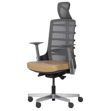 Директорски стол АЛЦЕК- снимка отпред, беложа дамаска