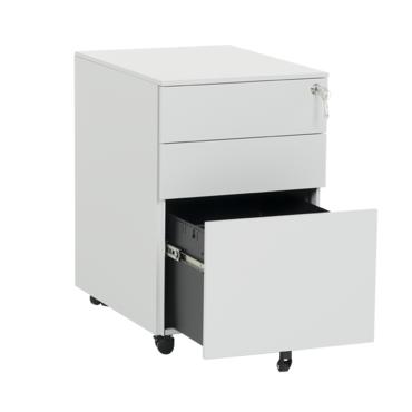 Метален контейнер C BTL с 3 чекмеджета - сниман отстрани, с отворено долно чекмедже, сив цвят