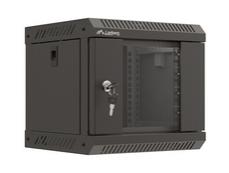 Комуникационен шкаф Lanberg rack cabinet 10' wall-mount 4U/300x300 (flat pack) with glass door black