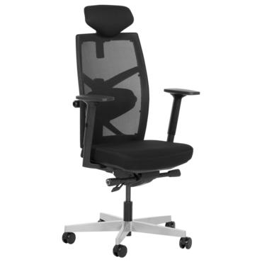 Директорски стол ФРЕДО- черен цвят дамасла, хромирана кръстачка