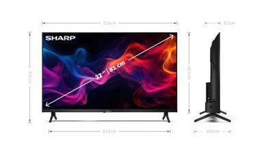 Телевизор Sharp 32GF2265E, 32' LED GOOGLE TV, HD 1366x768, Frameless, DVB-T/T2/C/S/S2, Active Motion 400, Speaker 2x8W, Dolby Digital, DTS HD, HDR10, Google Assistant, Google Cast, 2xHDMI, 3.5mm Headphone jack / line-out, USB, Wi-Fi, Bluetooth, LAN, Mini 