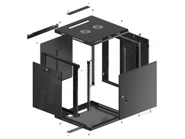 Комуникационен шкаф Lanberg rack cabinet 19' wall-mount 12U/600x600 for self-assembly with metal door black (flat pack)